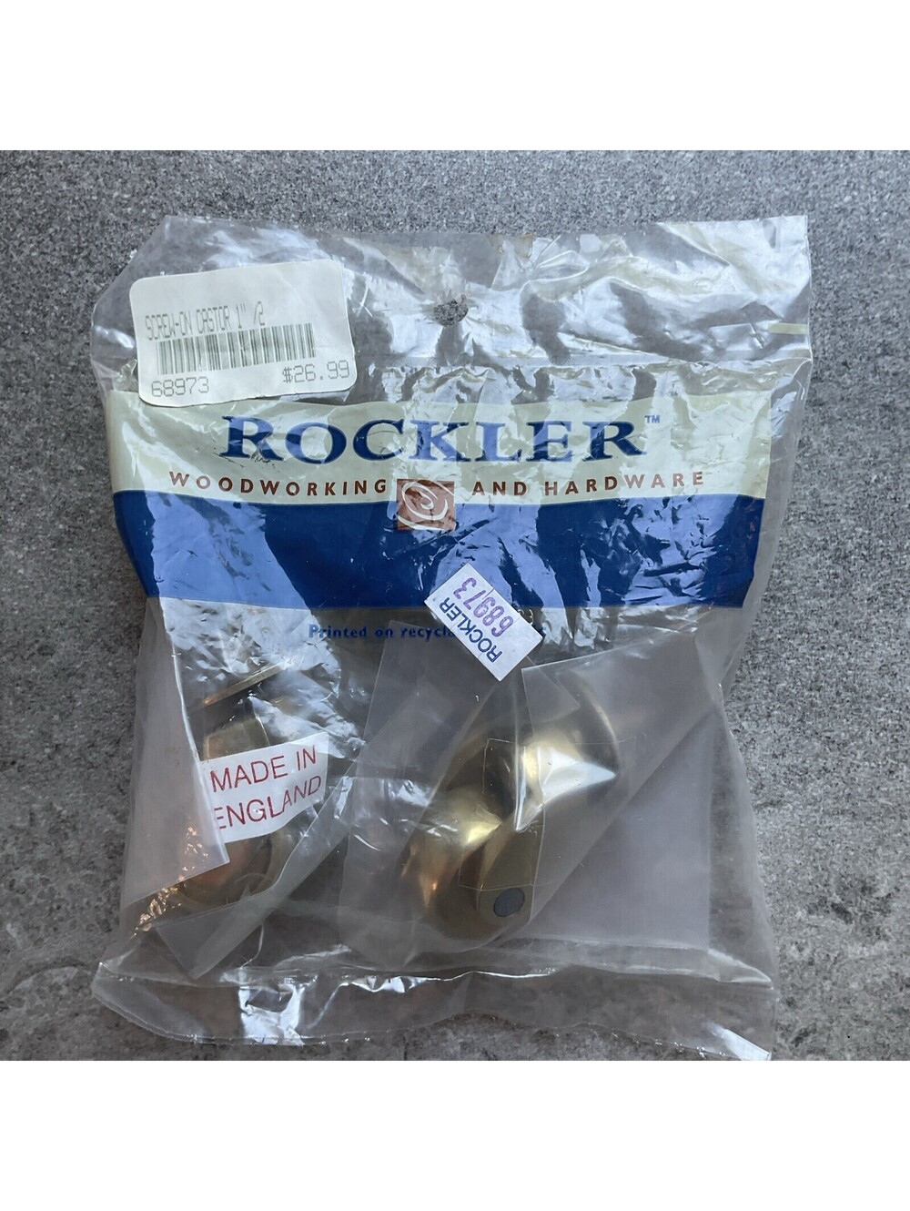 Rockler Woodworking Hardware Pair Of 1” Brass Screw On Castors 68973 S3